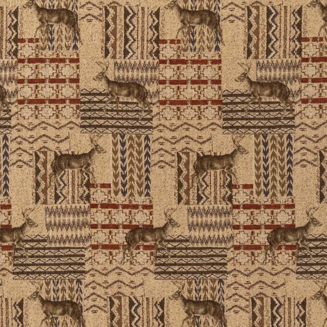 Natural Novelty Tapestry Woven Pattern Upholstery Fabric by The Yard - SKU: Burke Whitetail
